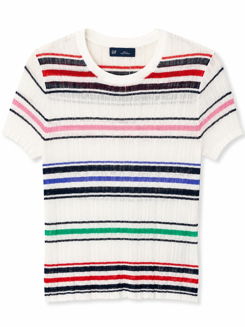 NWT Gap Multicolor Stripe Ribbed Knit Sweater Tee Small